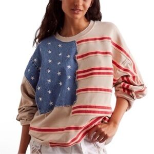 Free People X Tricia Fix Stripes and Stars Pullover